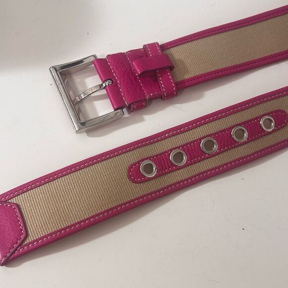 Prada Women's Belt Size 90/36 – Pink & Tan Canvas Leather – Made in Italy 1C3150 - Picture 4 of 8
